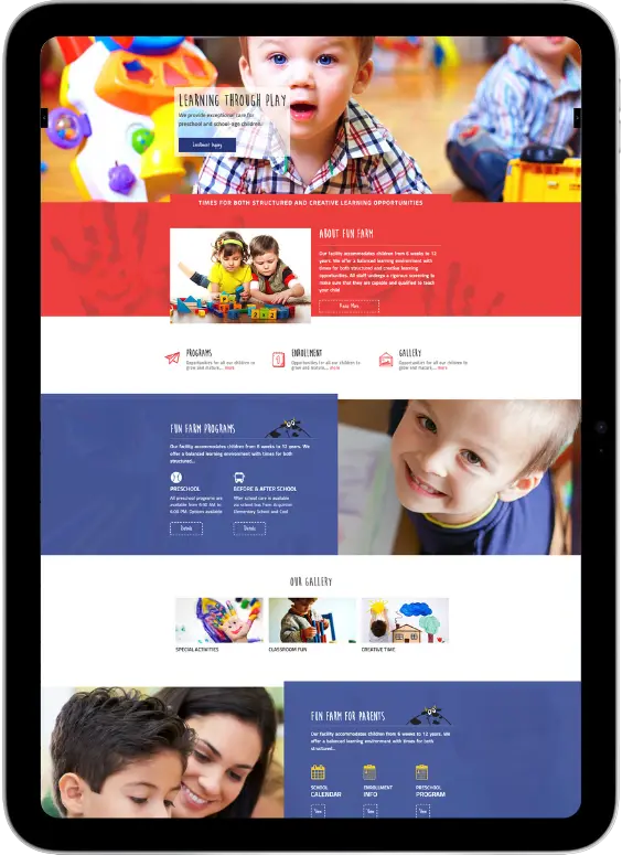 Custom daycare website design example