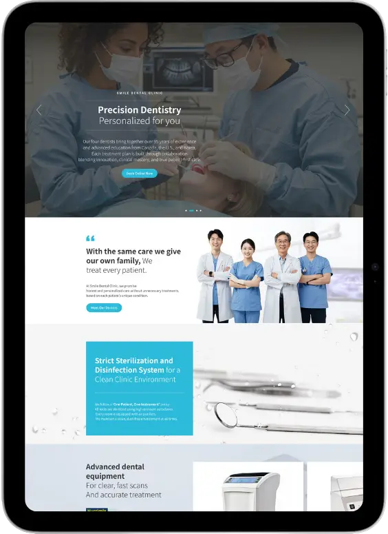Custom dentist website design example
