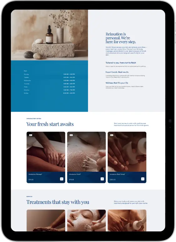 Custom wellness business website design example